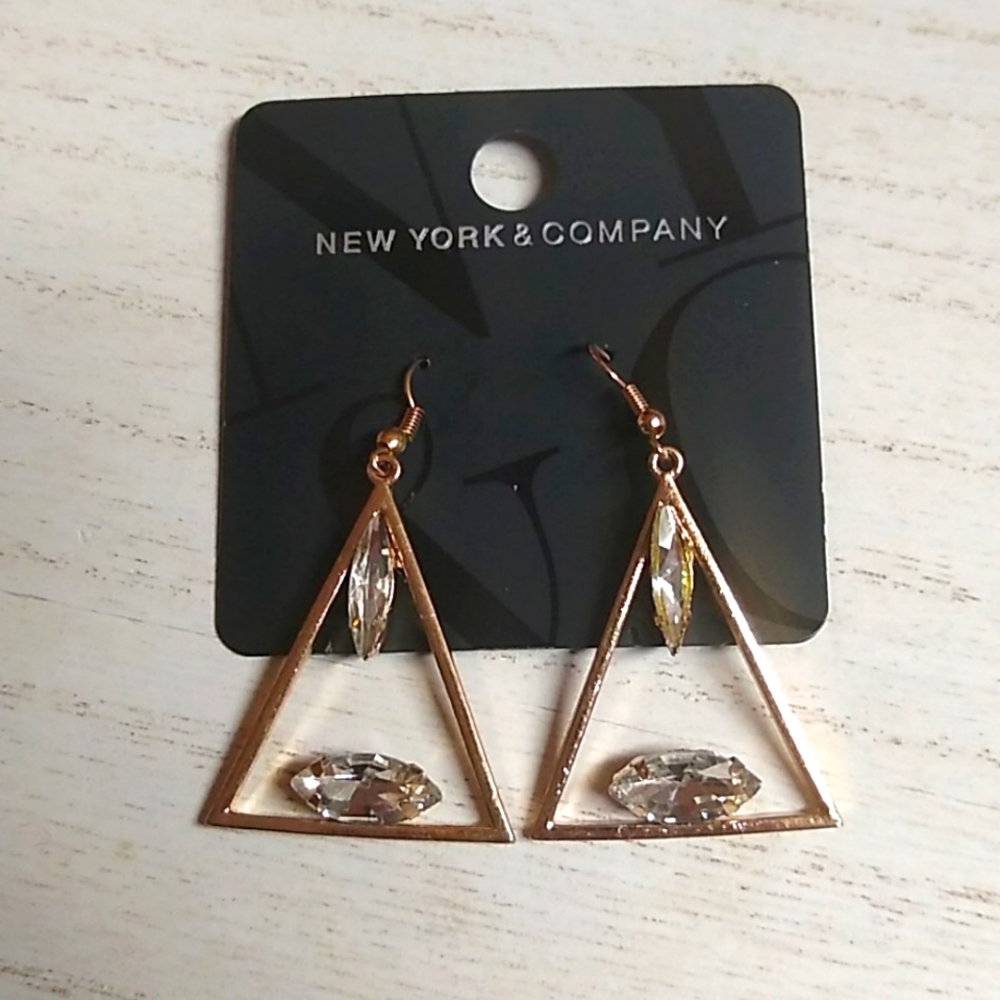 😻 3 For $15 Gold Hollow Triangle Bling Dangles